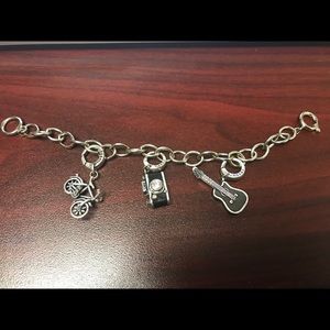 Vintage silver fossil charm bracelet
